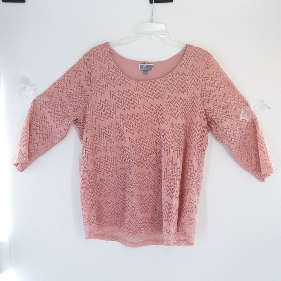 JM COLLECTION 1X PINK CH3VRON TOP - Picture 1 of 5